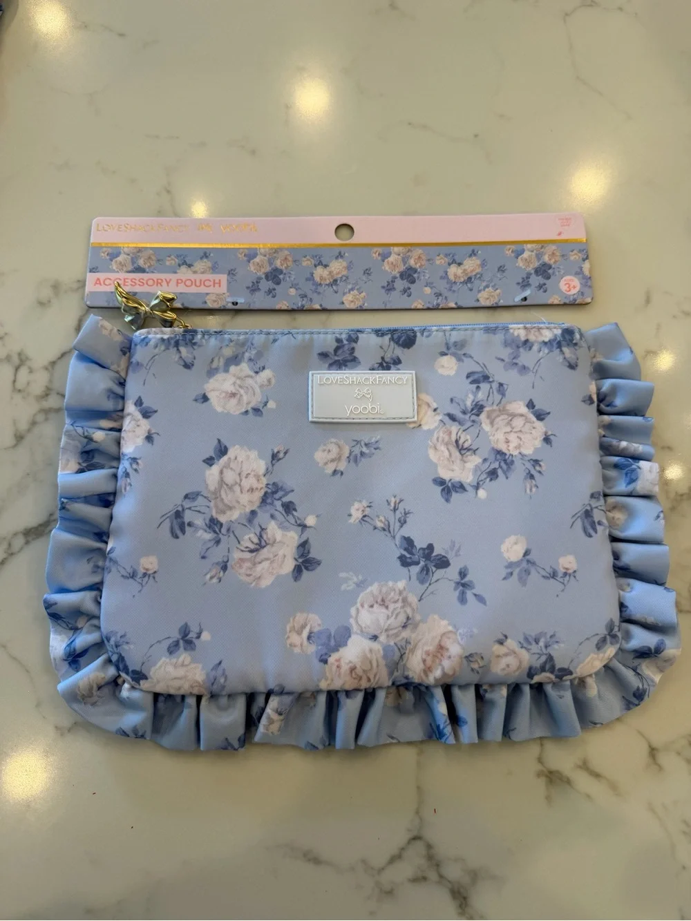 NWT LoveShackFancy x Yoobi blooming heirloom flat zip pencil case